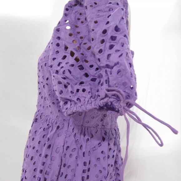 NEW ENGLISH FACTORY Womens Eyelet Scallop Edge Mini Dress Purple Size L - Picture 4 of 14